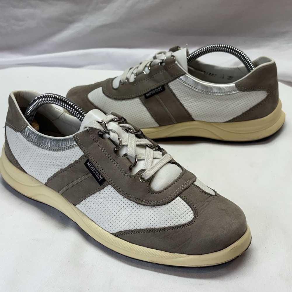 MEPHISTO Laser Runoff Air-Jet Sneakers Walking Shoes US‎ 7.5 UK 5 White Brown
